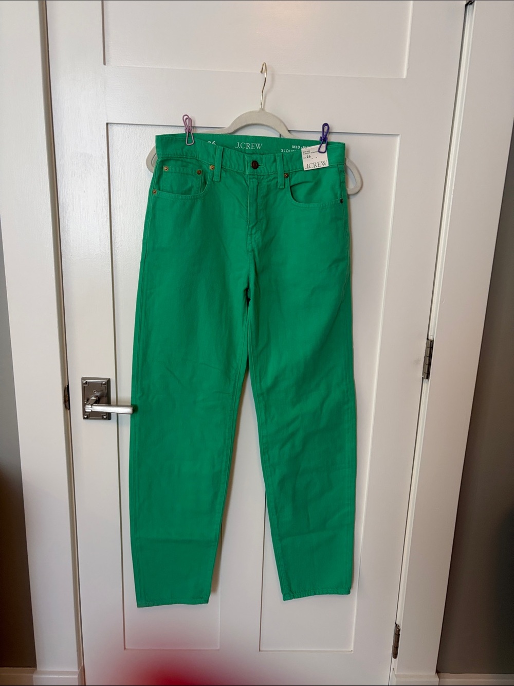 NWT J. Crew Kelly Green Mid-Rise Slouchy Straight Jeans